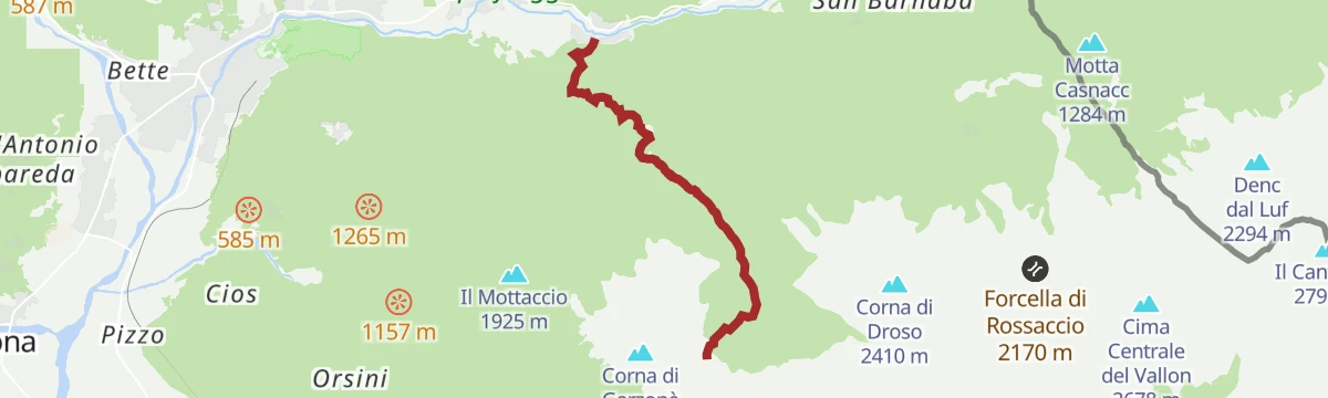 Route map: Garzonedo in the Aurosina Valley